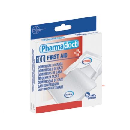 PHARMADOCT STERILE COTTON GAUZE 10×10 CM 100 PCS – kompresa garze sterile për plagë dhe ndihmë të parë