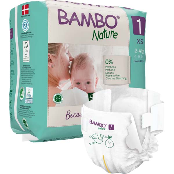 Bambo Nature Diapers Nr.1 XS 2–4 kg 22 copë