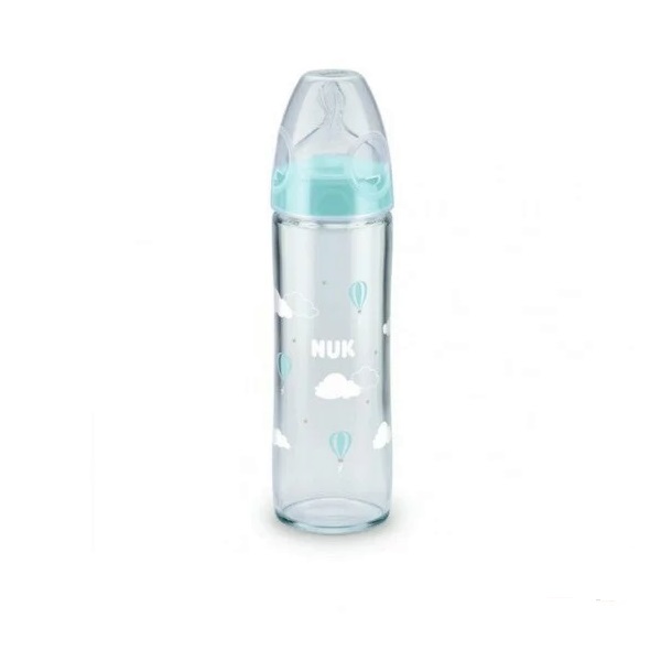 NUK shishe qelqi F/CH+sil 240ml (temp control)