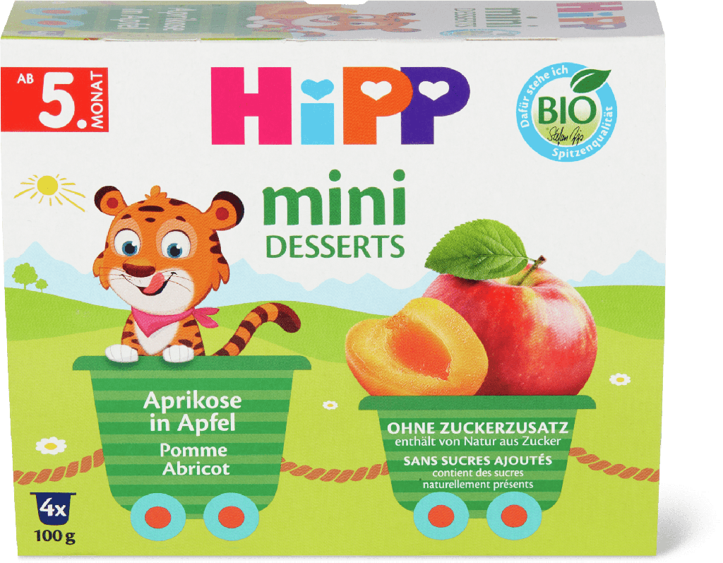 HiPP MINI DESSERTS APRICOT, APPLE