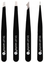 Brushworks HD 4 Piece Combination Tweezer Set Black
